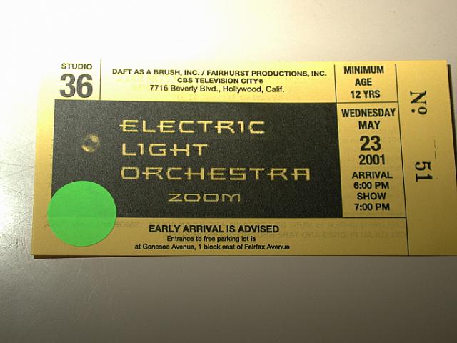 The ticket, with a special green dot (whatever that meant!)